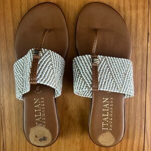 Italian Shoemakers Tan and Cream Woven Sandals